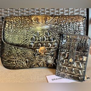 NWT Set Brahmin ONYX Nerida Shoulder Bag & Lennon Wallet